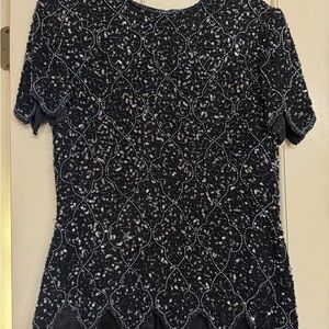Papell Boutique Black Beaded Blouse